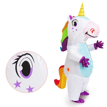 Pink Inflatable Unicorn Costume – Full-Body Anime Cosplay with Blower for Adults, Funny Party & Halloween