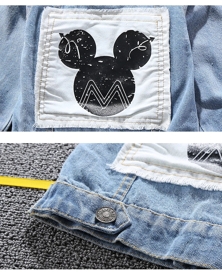 Mickey Denim Jacket for Kids – Cartoon Jean Coat for Boys & Girls, Stylish Autumn Outerwear