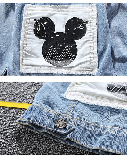 Mickey Denim Jacket for Kids – Cartoon Jean Coat for Boys & Girls, Stylish Autumn Outerwear