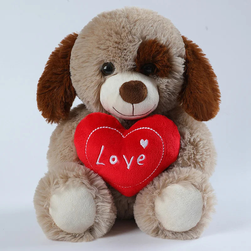 30CM Cute Heart Bear Dog Plush Toy – Red Heart Print Love Stuffed Animal, Creative Valentine's Day Gift for Lovers
