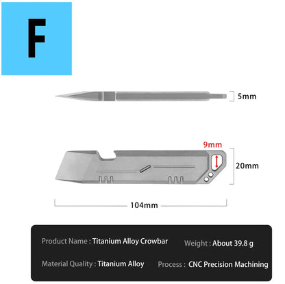 Titanium Alloy Multifunction EDC Tool – Wrench, Pry Bar, Bottle Opener & Screwdriver for Outdoor Use