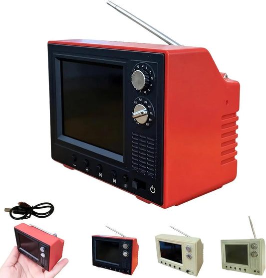 Portable Retro Mini TV Player - Cute Rechargeable Cartoon Television with 8GB Memory for Dollhouse Decor & Collectors