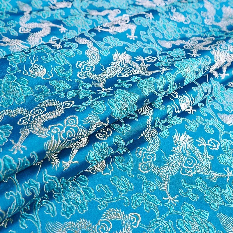 0.5/1/2m Brocade Satin Fabric — Dragon Pattern Material for Sewing, DIY Crafts, Gift Boxes & Patchwork
