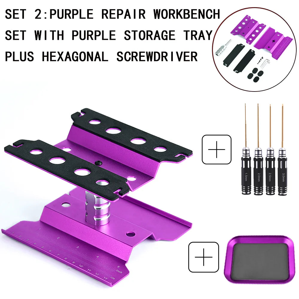 RC Car Tool Lifting Work Stand – 360° Rotating Repair Platform for 1/10 & 1/8 Buggy Crawler Cars