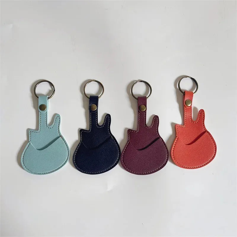 PU Leather Guitar Pick Holder Keychain – Plectrum Bag Case for Guitar Accessories & Music Supplies
