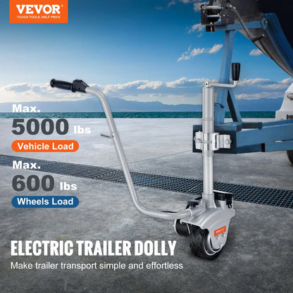 VEVOR 5000lbs Electric Trailer Dolly – 12V Jockey Wheel with 22 ft/min Speed & Adjustable Height for Caravan & Boat Moving