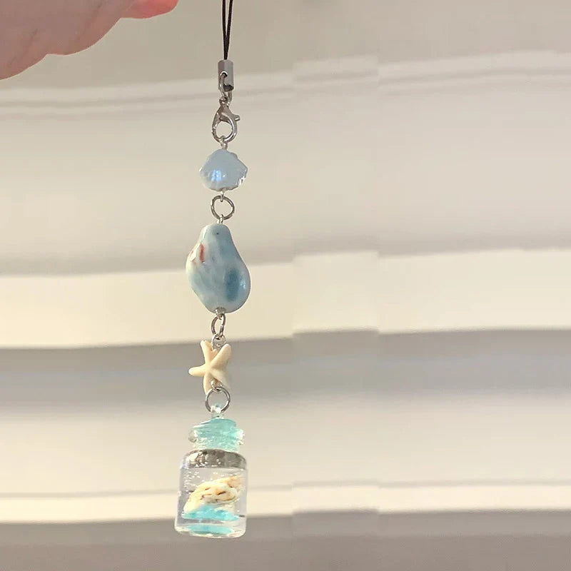 Transparent Wind Chime Keychain – Cute Kawaii Pendant for Mobile, Bag, and Home Decoration