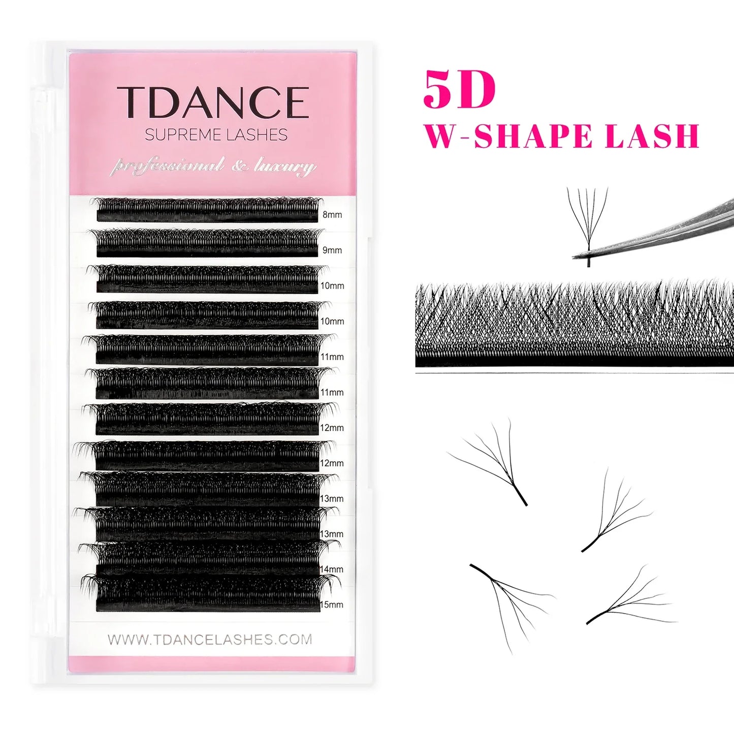 TDANCE 3D–6D Premade Fan Eyelash Extensions – W Style Faux Mink Natural Soft Volume Bloom Lashes
