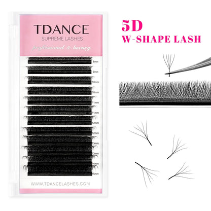 TDANCE 3D–6D Premade Fan Eyelash Extensions – W Style Faux Mink Natural Soft Volume Bloom Lashes