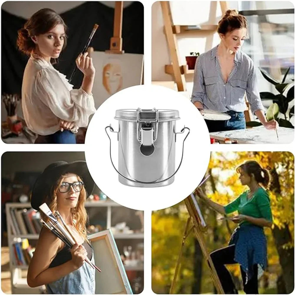 Stainless Steel Airtight Paint Brush Washer & Cleaner with Strainer Lid – Portable Brush Cleaning Container