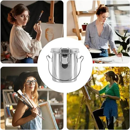 Stainless Steel Airtight Paint Brush Washer & Cleaner with Strainer Lid – Portable Brush Cleaning Container