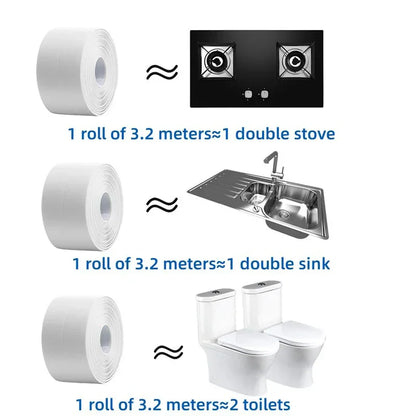 Self-Adhesive PVC Sealing Tape – Waterproof, Oil-Proof Caulk Strip for Kitchen, Bathroom, Sink & Toilet (1/2/3.2M)