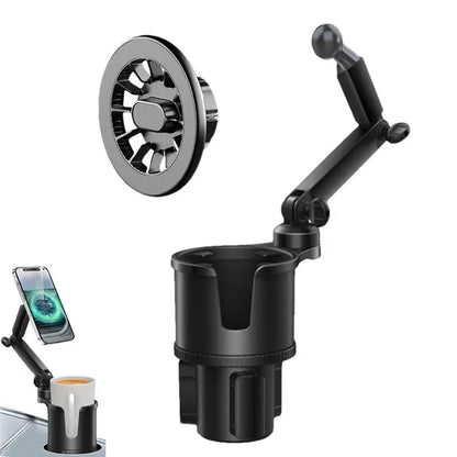 Car Cup Holder Phone Mount - 360° Rotation Magnetic Smartphone Stand for Auto Use