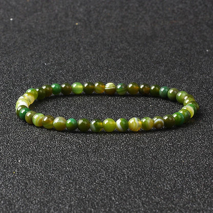 4mm Natural Stone Bead Stretch Bracelet for Men & Women – Agate Lava Handmade Reiki Crystal Jewelry
