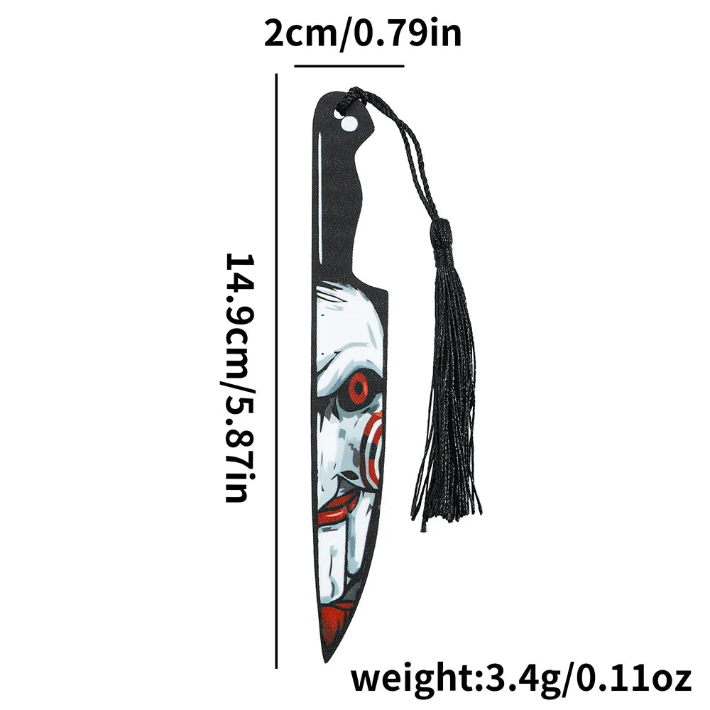 Horror Movie Fan Bookmark — Knife-Shaped Acrylic Bookmark with Tassel for Study & Reading