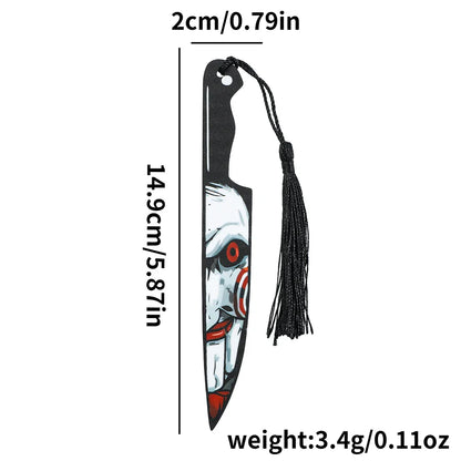 Horror Movie Fan Bookmark — Knife-Shaped Acrylic Bookmark with Tassel for Study & Reading