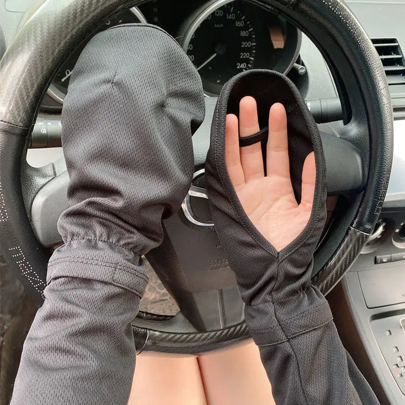 Women’s Large Ice Sleeve Gloves – Summer UV Protection Driving Arm Sleeves, Loose & Breathable