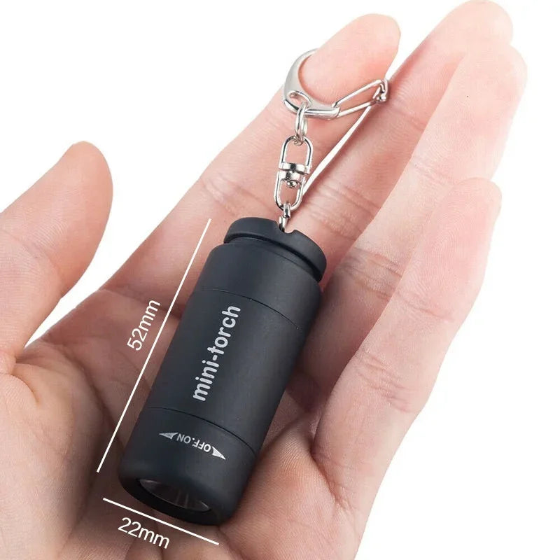 Mini Keychain Pocket Torch - USB Rechargeable LED Light, Waterproof Flashlight Lamp for EDC