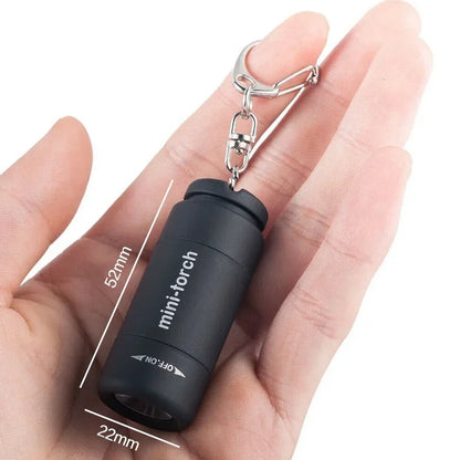 Mini Keychain Pocket Torch - USB Rechargeable LED Light, Waterproof Flashlight Lamp for EDC