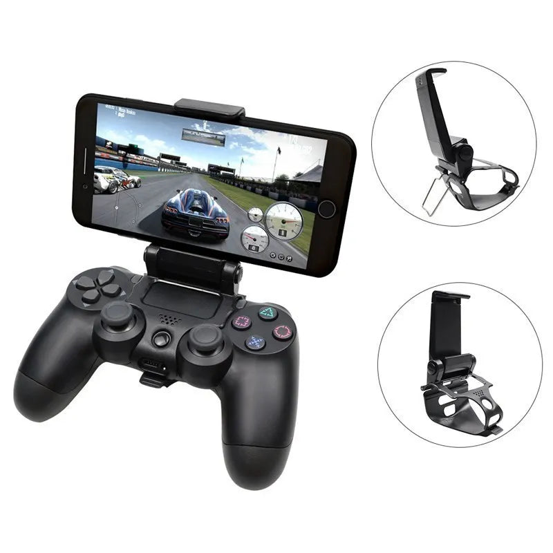 PS4 Mobile Cell Phone Stand: Controller Mount Hand Grip for PlayStation 4 Gamepad - Compatible with Samsung S9 S8, Phone Clip Holder
