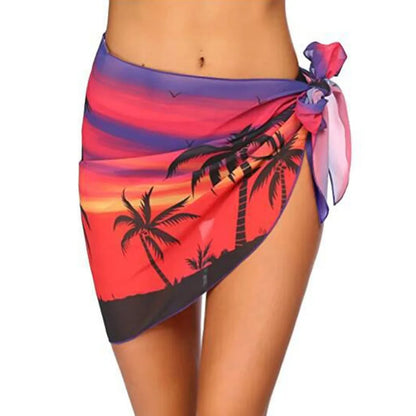 Summer Chiffon Sarong Skirt – Women’s Sheer Short Swimsuit Cover Up Beach Bikini Wrap Scarf