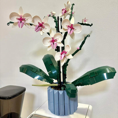 Building Block Orchid Flower Set – Assembled Plastic Potted Plant Toy Compatible with LEGO Bricks, Home Decor Gift for Girls