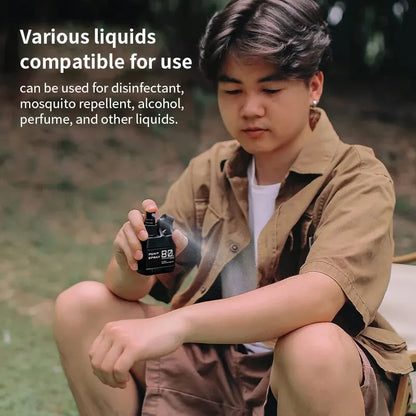80ml Portable Pump Spray Bottle - Refillable Cosmetic Container with Buckle for Alcohol and Perfume, Ideal for Outdoor Camping and Hiking