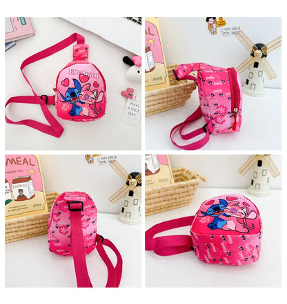 Disney Cartoon Stitch Kids Chest Bag – Cute Crossbody Waist Pouch with Zipper, Coin Purse & Gift for Children
