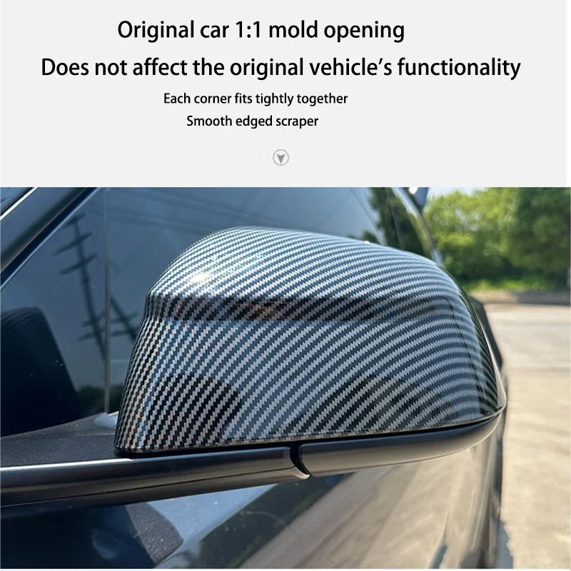 Carbon Fiber Side Mirror Covers - Tesla Model Y Juniper 2025 ABS Rearview Mirror Exterior Accessories