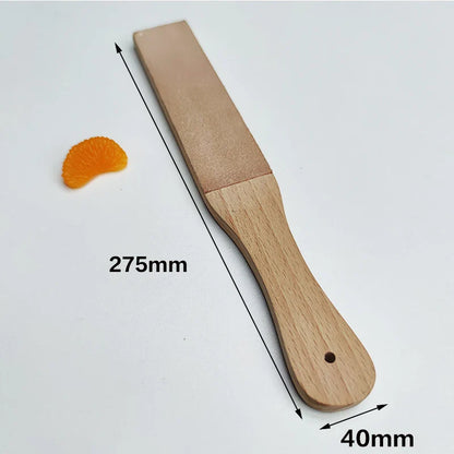 Handmade Wooden Handle Leather Sharpening Strop – Double-Sided Razor Knife Polishing & Home Sharpening Tool