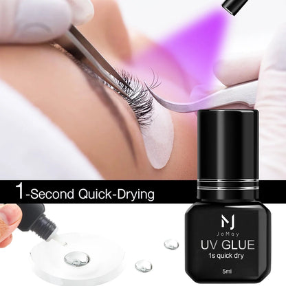 UV Eyelash Glue – Waterproof, Quick-Dry 1-Second Colorless & Odorless Eyelash Extension Adhesive