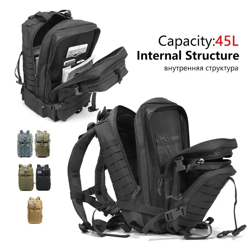 50L Tactical Backpack – Large Capacity Men’s Waterproof Rucksack for Hiking, Camping, Hunting & Outdoor Adventures