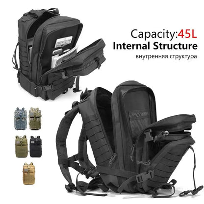 50L Tactical Backpack – Large Capacity Men’s Waterproof Rucksack for Hiking, Camping, Hunting & Outdoor Adventures