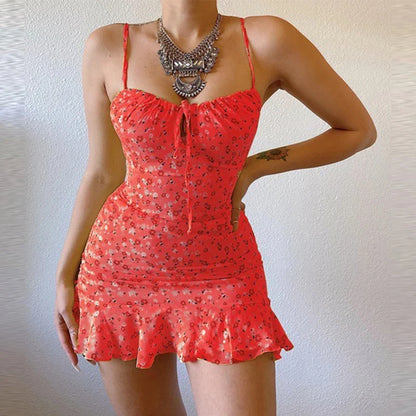 Women’s Sexy Casual Home Floral Camisole Dress - Comfortable Summer Skirt