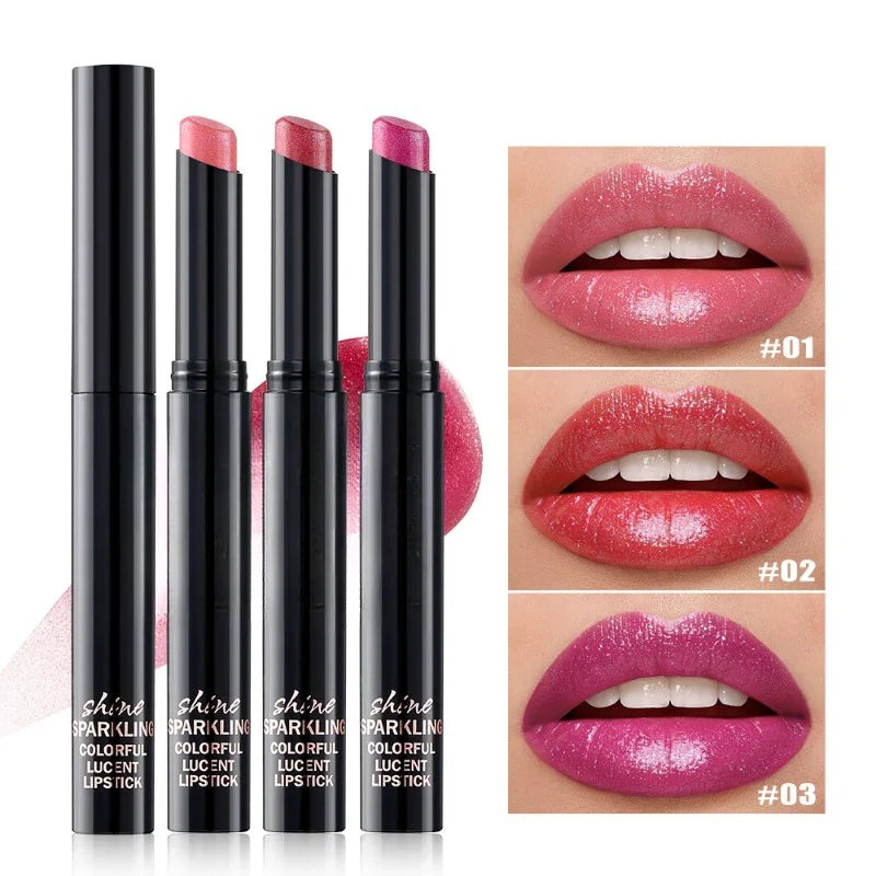 Diamond Pearlescent Waterproof Lipstick – Long-Lasting Matte Velvet Red Lip Makeup Cosmetics