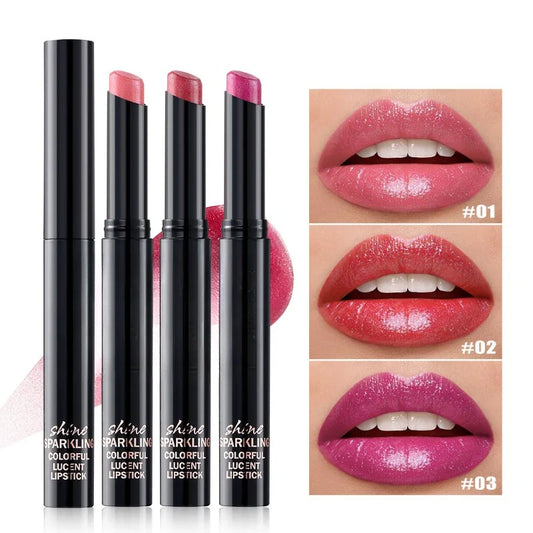 Diamond Pearlescent Waterproof Lipstick – Long-Lasting Matte Velvet Red Lip Makeup Cosmetics