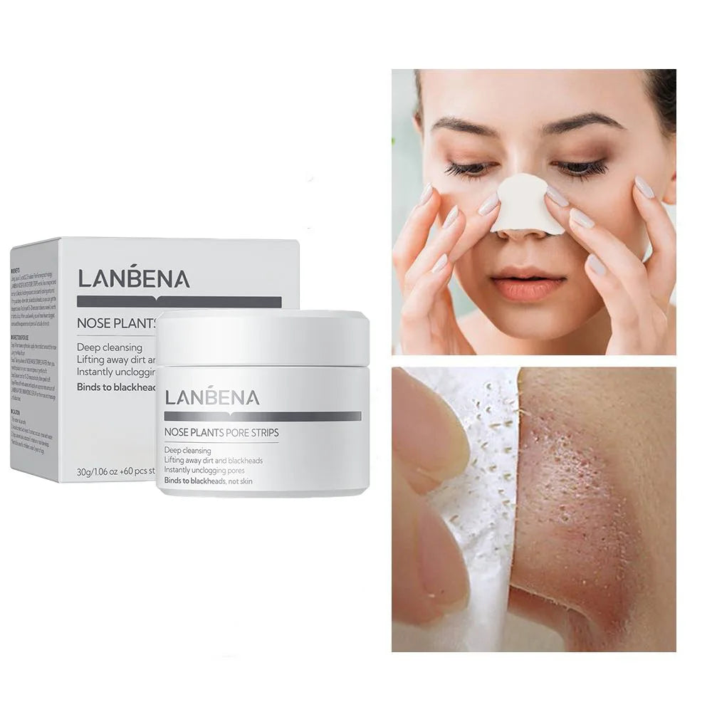 LANBENA Blackhead Remover Nose Pore Strips – Deep Cleansing Oil Control Peel-Off Face Mask (60 Stickers)