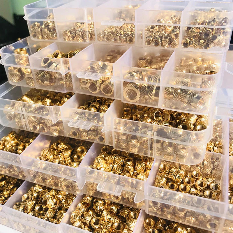 Brass Insert Nut Set M2–M6 – Knurled Hot Melt Threaded Copper Nuts for 3D Printing & Injection Molding