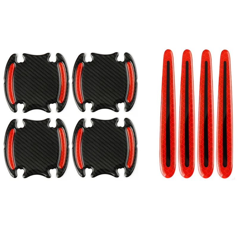 8PCS Car Door Handle Bowl Protectors — Anti-Collision, Anti-Scratch Reflective Strips for Exterior Safety