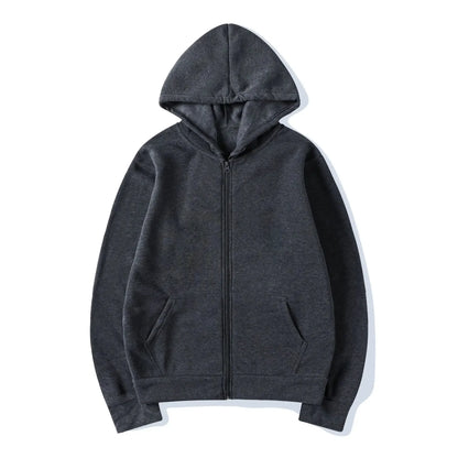 Fashion Zipper Hoodie — Casual Black, Gray & Blue Streetwear Sweatshirt for Men & Women