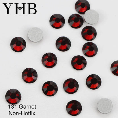 YHB Cold Fix Crystal Flatback Rhinestones - Silver Back Non Hotfix DIY Gems for Nail Art, Bags, Shoes, Garments & Phone Decoration