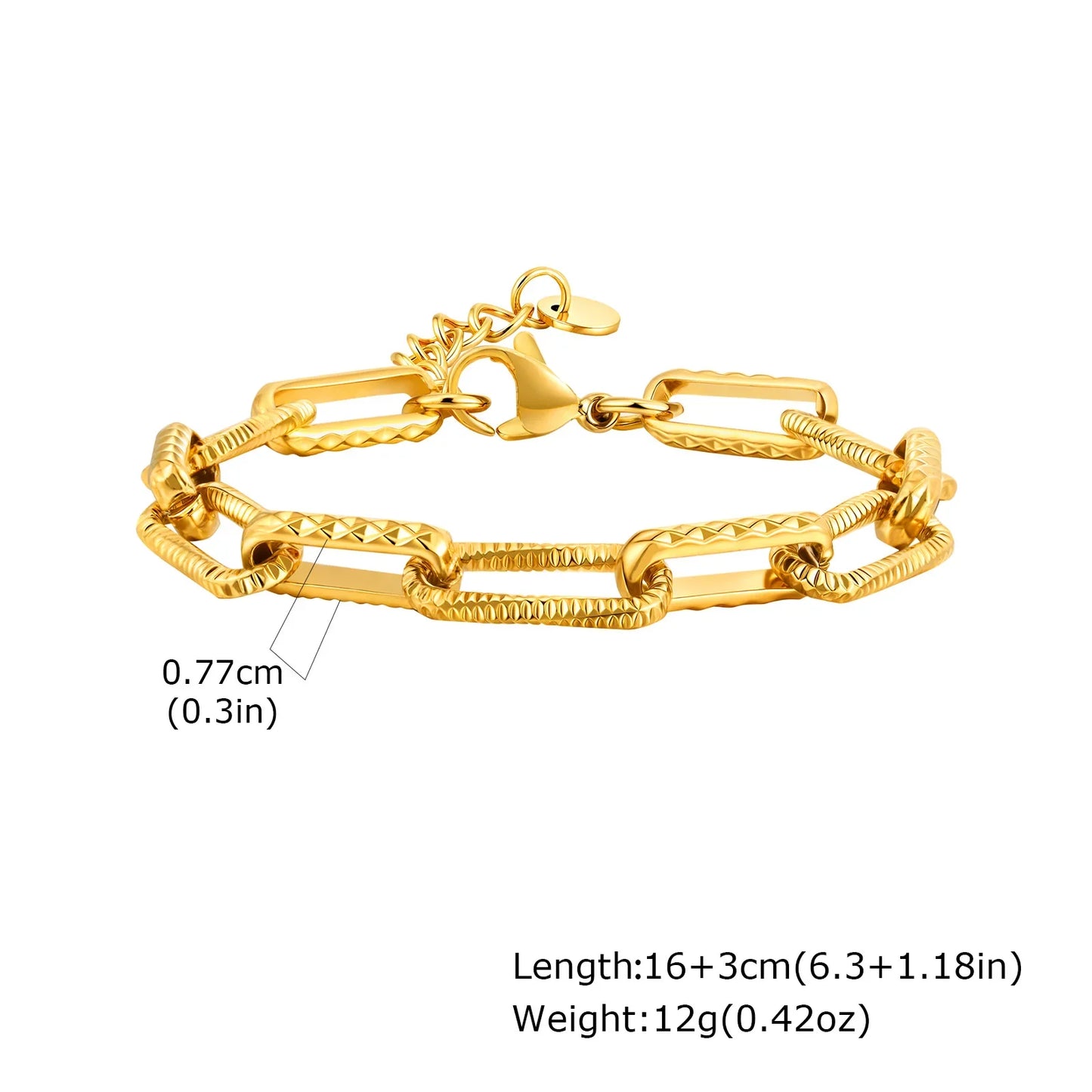 Women’s Chunky Gold Toggle Chain Bracelet – Stainless Steel OT Buckle Link Bracelet, Tarnish-Free Bold Fashion Jewelry