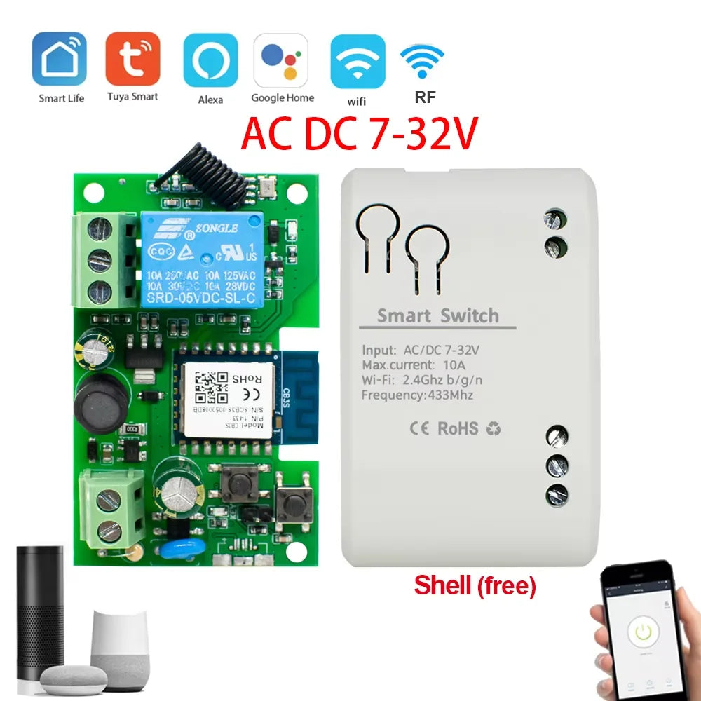WiFi Garage Door Opener Remote Controller - Tuya Smart Access Control with Alexa & Google Home Support