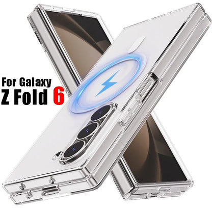 Clear Magnetic Shockproof Case for Samsung Galaxy Z Fold 6 – Magsafe Wireless Charging Compatible Cover