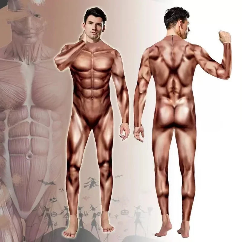 Mechanical Muscle Zentai Bodysuit — Men’s Halloween Punk Cosplay & Carnival Costume 2025