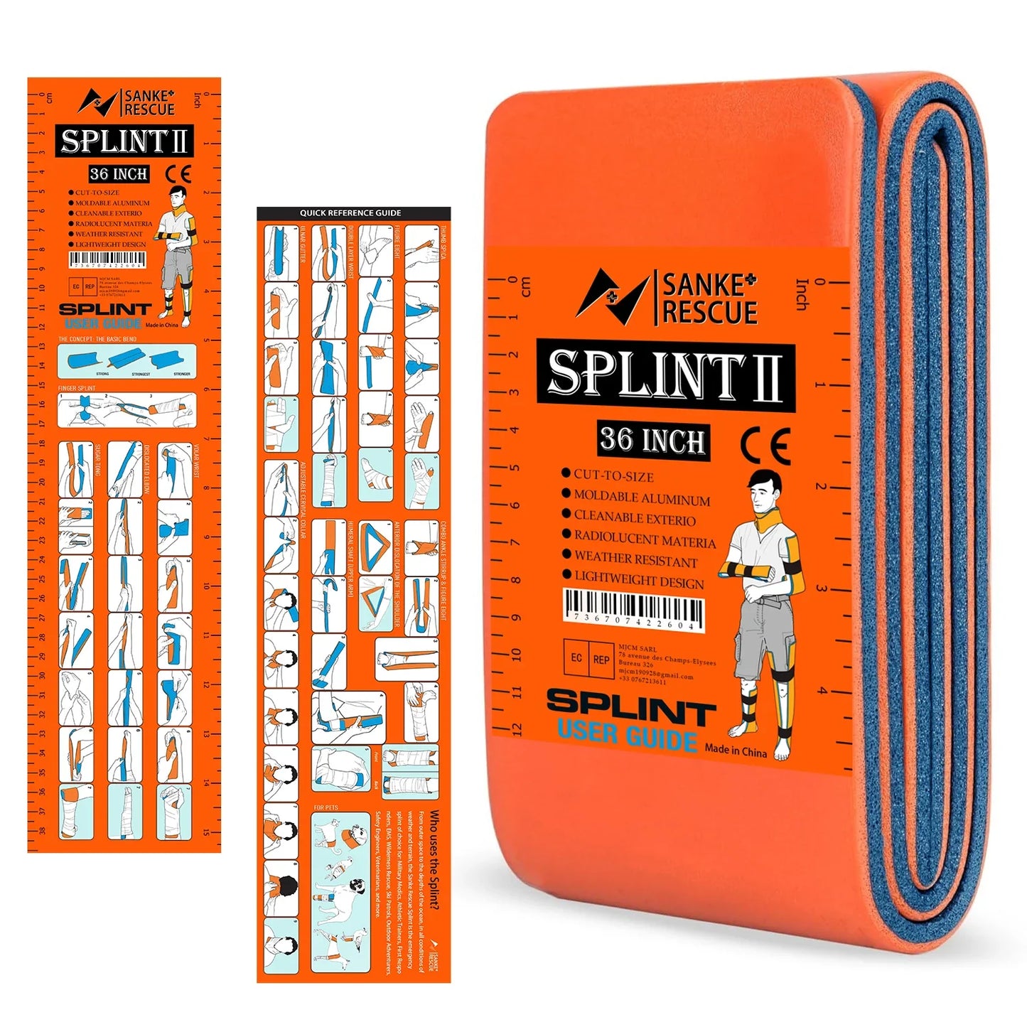 SANKE First Aid Splint - 36/18 Inch Wrist & Thumb Support Brace for Injury Protection and IFAK Emergency Care