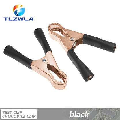 50A Heavy Duty Alligator Battery Test Lead Clips – Red & Black 80mm Crocodile Clamps for Car, Van & Caravan Use