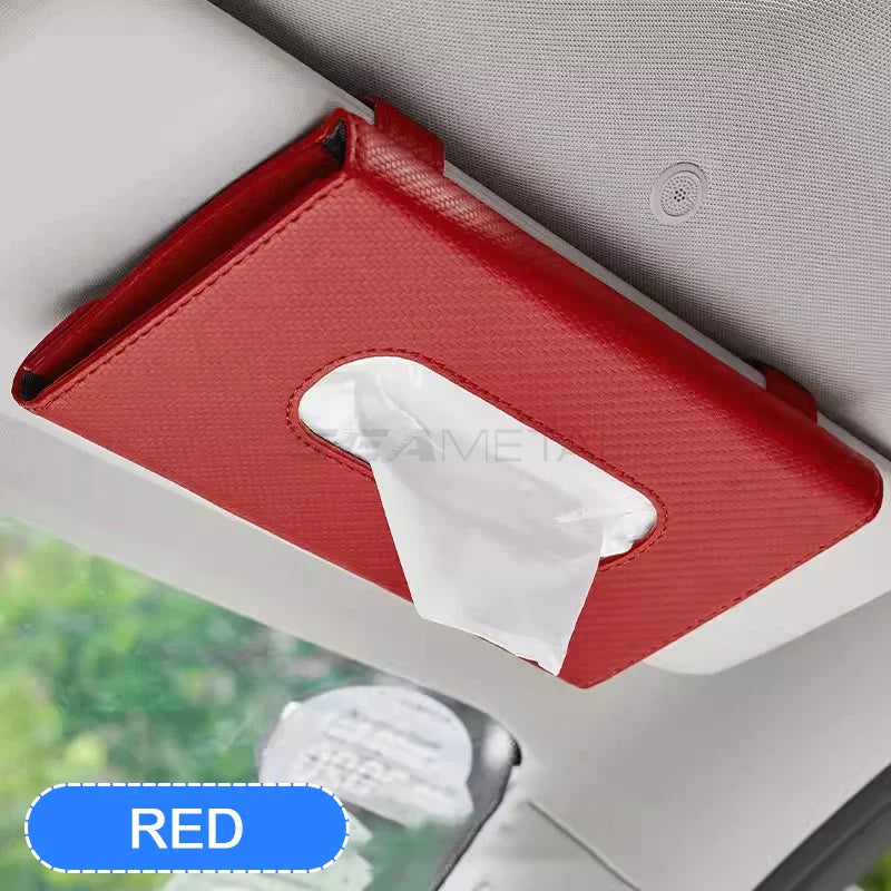 SEAMETAL Car Sunshade Tissue Box – Universal Auto Interior Paper Towel Storage Bag with Carbon Fiber Sun Visor Design