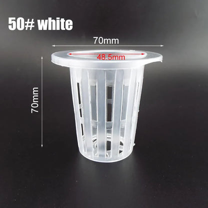 50pcs Hydroponic Mesh Net Baskets — Soilless Plant Nursery Cups for Veggie & Clone Growth