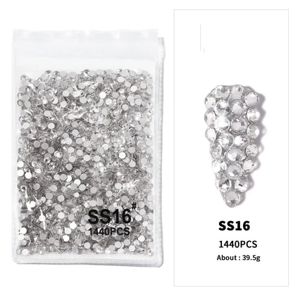 12-Grid 3D Glass AB Crystal Nail Art Rhinestones Kit – Flatback Round Beads with Tools for Nail Jewelry & Diamond Decoration